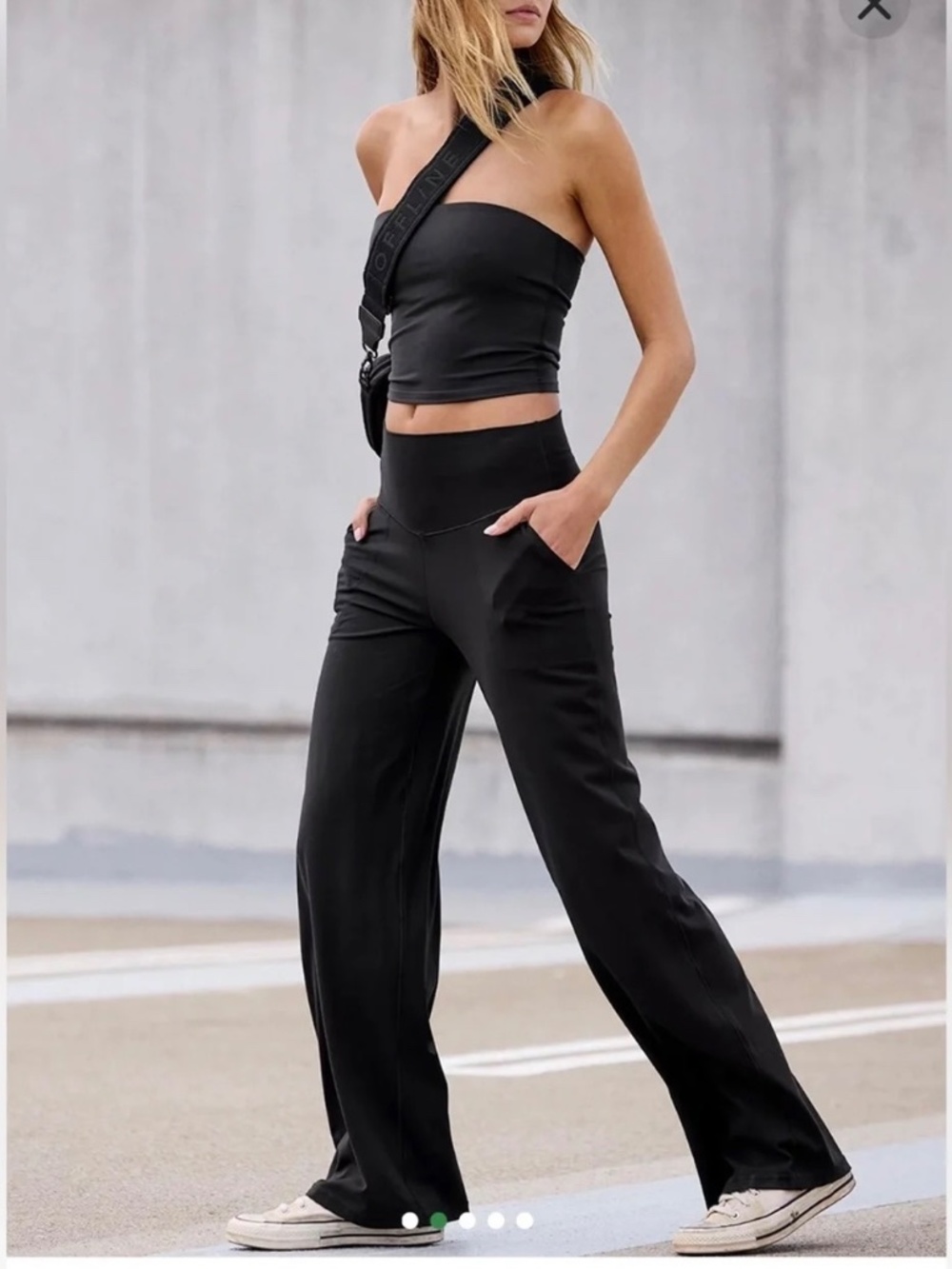 NWT Aerie Offline Real Me Xtra M Long High Waisted Trousers Pants Black Yoga